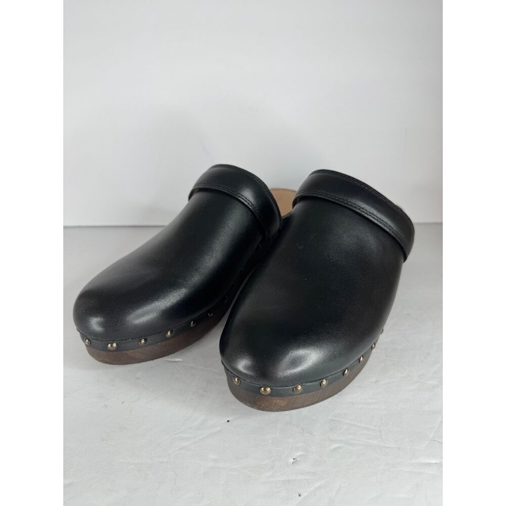 NIB Madewell Clog Black Leather w/ Studs Wooden Sole Size 9.5 Mules Cloudlift - Picture 5 of 9